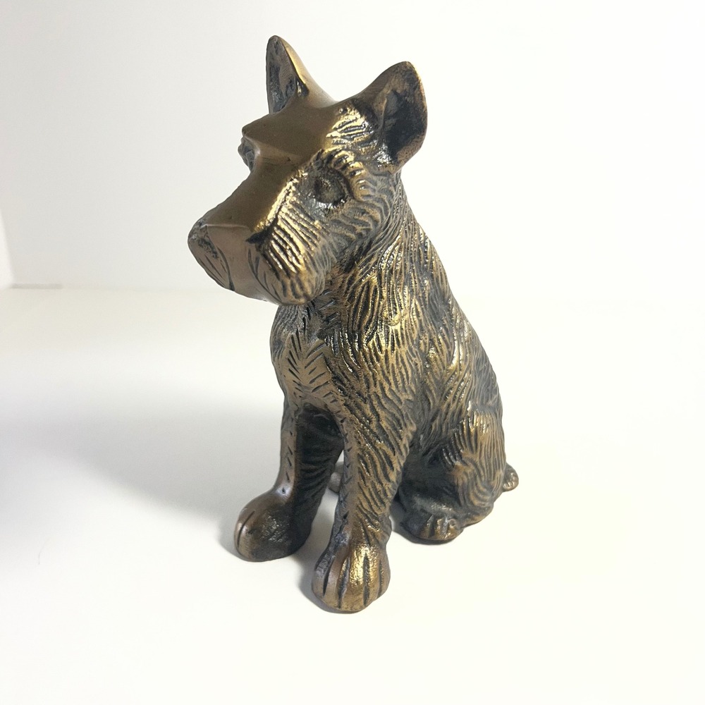 Anthropologie Terrier Decorative Object Brass Tone Aluminum Dog Figurine 7"